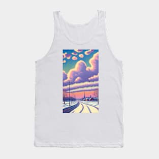 Winter Landscape and Cute Clouds Tank Top